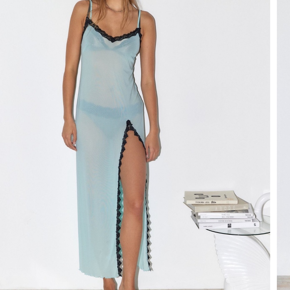 Urban Outfitters, Out From Under Cheri Sheer Midi Slip Dress